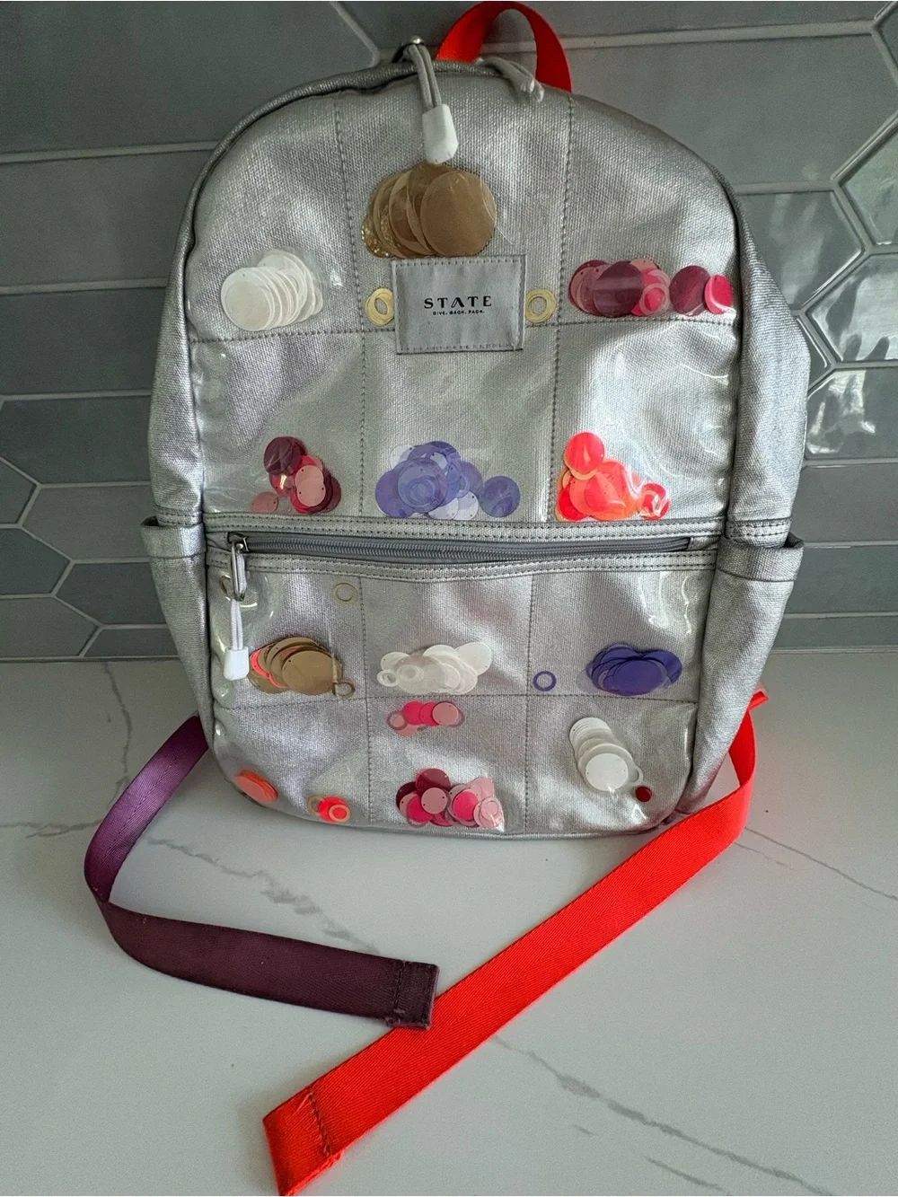 STATE Bags Kids' Kane Confetti Metallic Backpack (Silver)